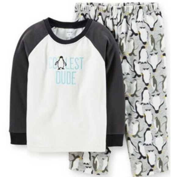 Carter's Fleece Penguin Pajama Size 2T Coolest Dude - Picture 1 of 3